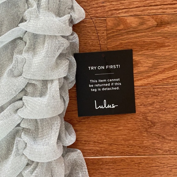 NWT Lulus Silver Ruched Mesh Bodycon Mini Dress. Size XS - Picture 3 of 5